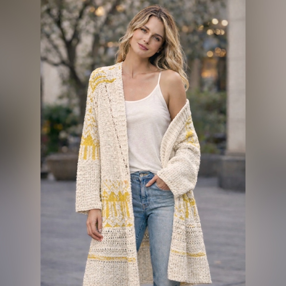 Free People Dreamweaver Cardigan Duster – Ivory Combo – Size S